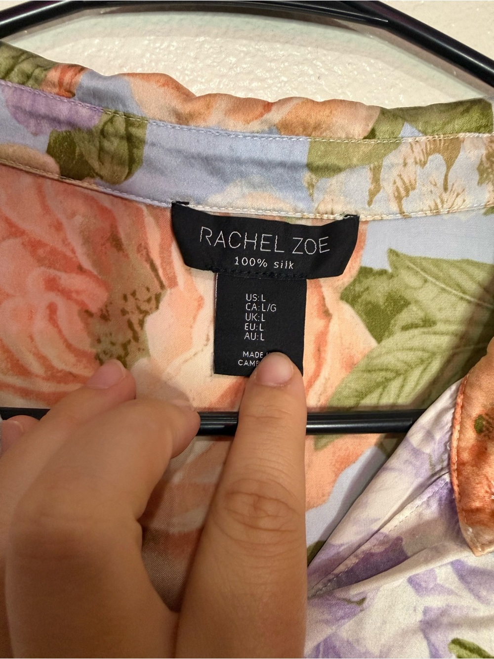RACHEL ZOE 100% Silk Floral Button Down Long Sleeve Sz L - Picture 4 of 7